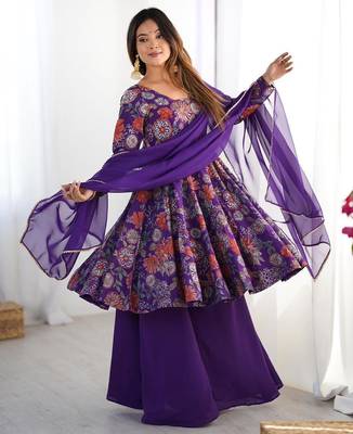 Purple chanderi printed palazzo set 2