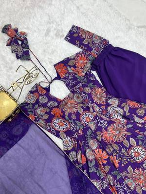 Purple chanderi printed palazzo set 4