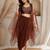 Brown silk blend embroidered skirt