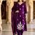 Purple cotton silk embroidered kurta set