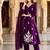 Purple cotton silk embroidered kurta set