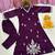 Purple cotton silk embroidered kurta set
