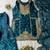 Teal-blue silk blend embroidered sharara set