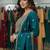 Teal-blue silk blend embroidered sharara set