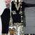 Black faux georgette embroidered kurta set