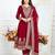 Red crepe embroidered kurta set