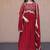 Red silk blend sequins flared gown set