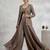 Brown silk blend embroidered palazzo set