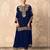 Royal-blue faux georgette embroidered palazzo set