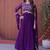 Purple silk blend sequins flared gown set