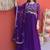 Purple silk blend sequins flared gown set