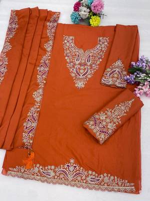 Orange silk blend embroidered palazzo set 2