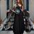 Black crepe printed anarkali set
