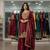 Red silk blend embroidered sharara set