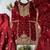 Red silk blend embroidered sharara set