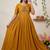 Women's new trendy mustard pleated maxi dress with intricate peacock beadwork