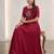 Women's new trendy rani pink pleated maxi dress with intricate peacock beadwork