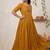 Women's new trendy mustard pleated maxi dress with intricate peacock beadwork