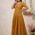 Women's new trendy mustard pleated maxi dress with intricate peacock beadwork