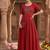 Women's new trendy red pleated maxi dress with intricate peacock beadwork