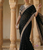 Black Color Embroidery, Thread And Sequience Work Satin Saree