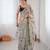 Grey fendy satin embroidered saree with unstitched blouse