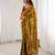 Gold fendy satin embroidered saree with unstitched blouse