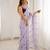 Lavender fendy satin embroidered saree with unstitched blouse