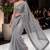 Silver imported half half sequin saree with silk blouse