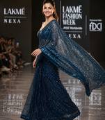 royal blue imported half half sequin saree with silk blouse