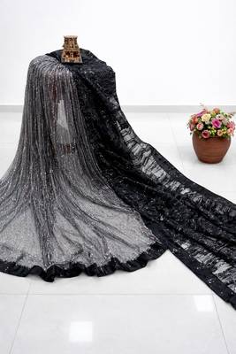 Black imported half half sequin saree with silk blouse 2
