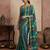 Teal blue traditional khadi cotton casual wear saree