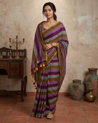 Grey traditional khadi cotton casual wear saree 1