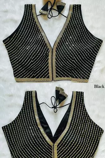 Black silk blouse for women plain saree blouse
