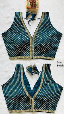 Teal silk blouse for women embroidery saree blouse 1
