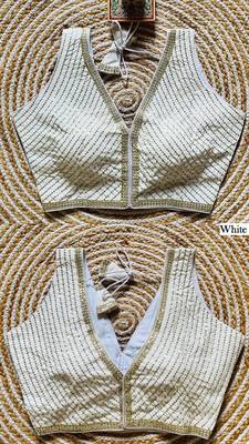 White silk blouse for women zari saree blouse 1