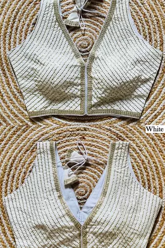 White silk blouse for women zari saree blouse