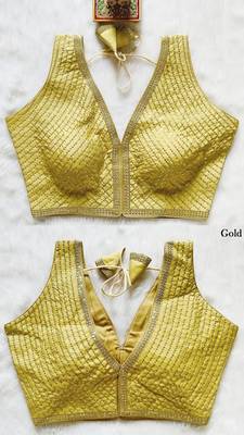 Gold silk blouse for women sequence saree blouse 1