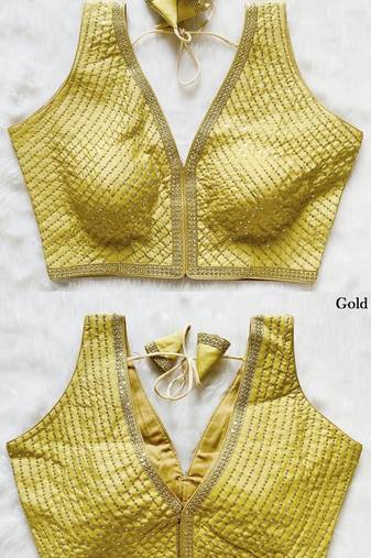 Gold silk blouse for women sequence saree blouse