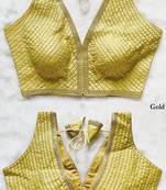 Gold silk blouse for women sequence saree blouse