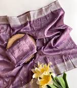 Lavender Color  embroidery And sequins Work Silk Blend Saree