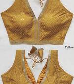Yellow silk blouse for women printed saree blouse