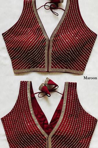 Maroon silk blouse for women stylish saree blouse