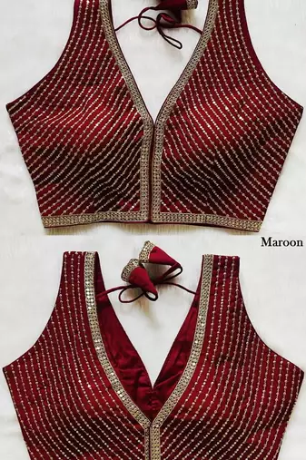 Maroon silk blouse for women stylish saree blouse