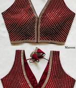 Maroon silk blouse for women stylish saree blouse
