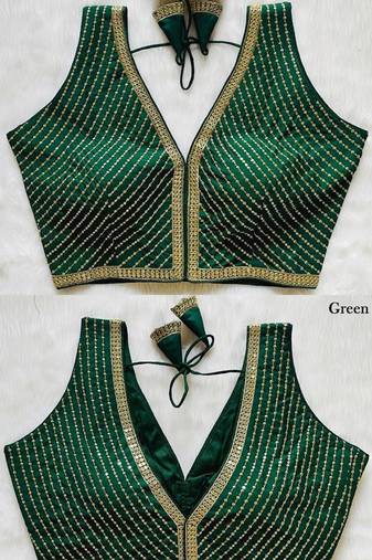 Green silk blouse for women fancy saree blouse