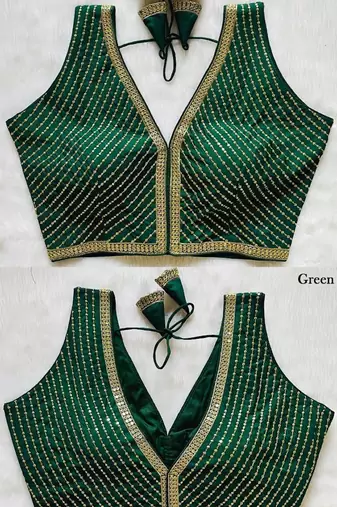 Green silk blouse for women fancy saree blouse