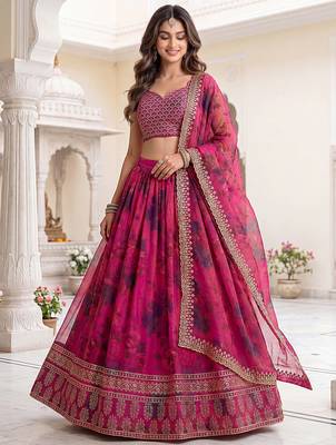 Enchanting Pink Embroidered Organza Function Wear Lehenga Choli 2