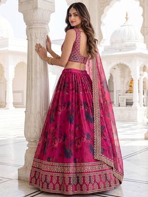 Enchanting Pink Embroidered Organza Function Wear Lehenga Choli 3