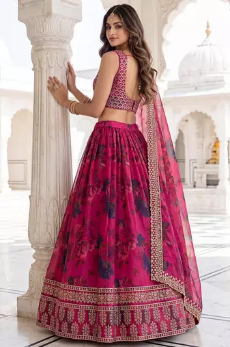 Enchanting Pink Embroidered Organza Function Wear Lehenga Choli